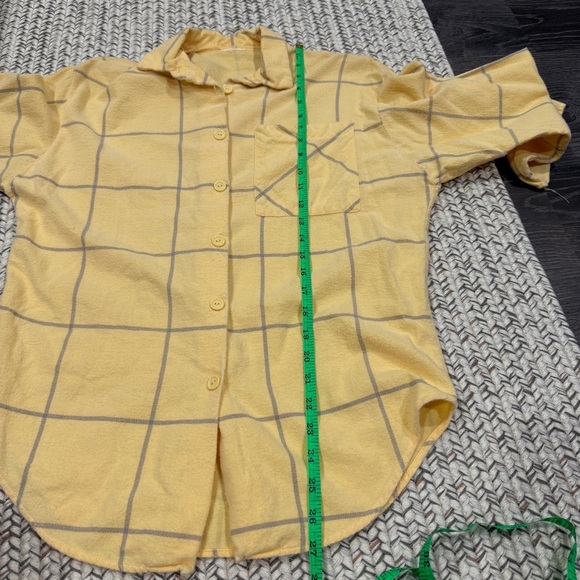 Vintage Yellow Fleece Yellow Plaid 3/4 Sleeve Button Down - Picture 7 of 8